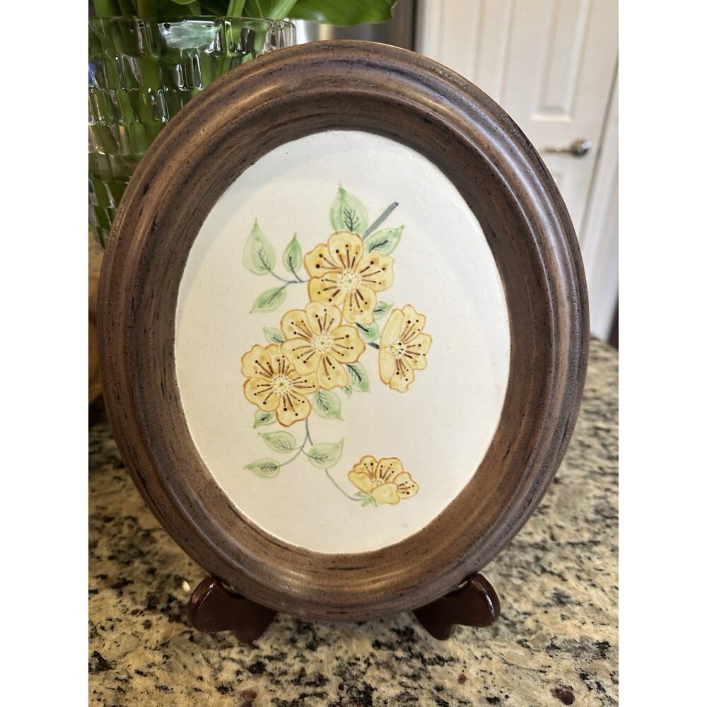 1970s Vintage Floral Ceramic Wall Plaque Great Condition